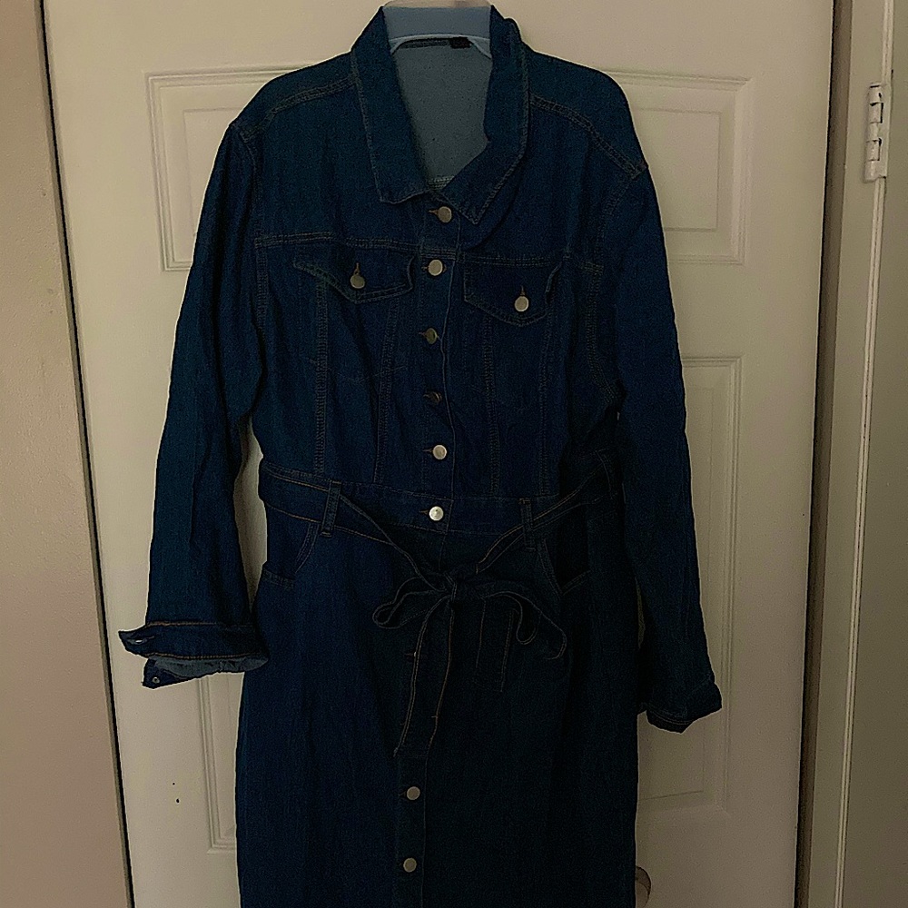 Maxi Belted Jean Dress size 18 with Pockets